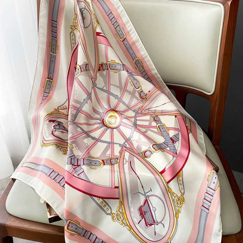 Luxury Silk Feeling Square Scarf Wen 2024 Print Satin Neckerchief Spring Hair Band Foard Bandana Echarpe Tie Shawl Wraps X2503191