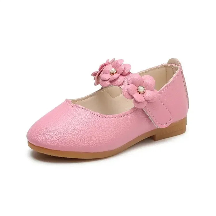 Spring and Autumn Girl Leather Shoes Childrens Apartment Princess Flowers Sweet Wedding Cute Fashion Flower 250312