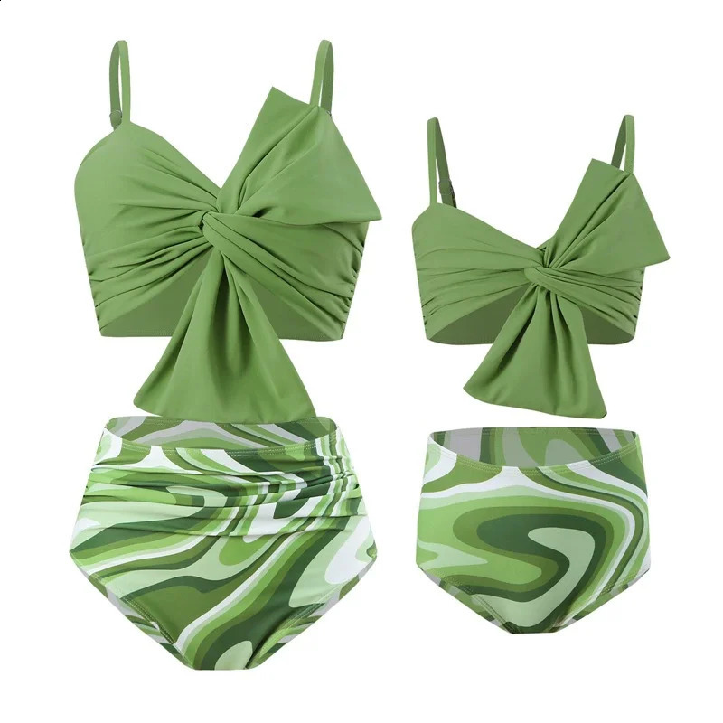 Summer Mother Daughter Swimsuits Flower Mommy And Me Swimwear Bikini Family Look Mom Daughter Bathing Family Matching Clothes 250319