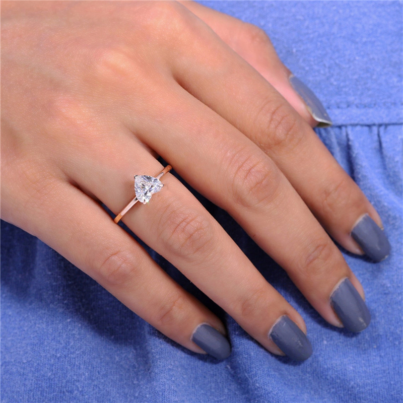 Jewelry 1.0 Carat Heart Cut IGI E VS1 Lab Diamond Engagement Ring Real Gold Womens Wedding Solitaire Wedding Band