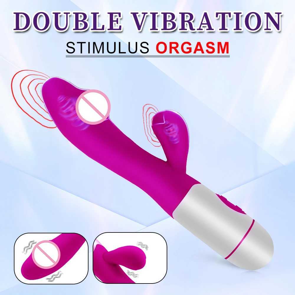 Strong G Spot Dildo Rabbit Vibrator Soft Silicone Pussy Massager Rechargeable Vagina Clitoris Stimulator Adult Sex Toy for Woman W250319