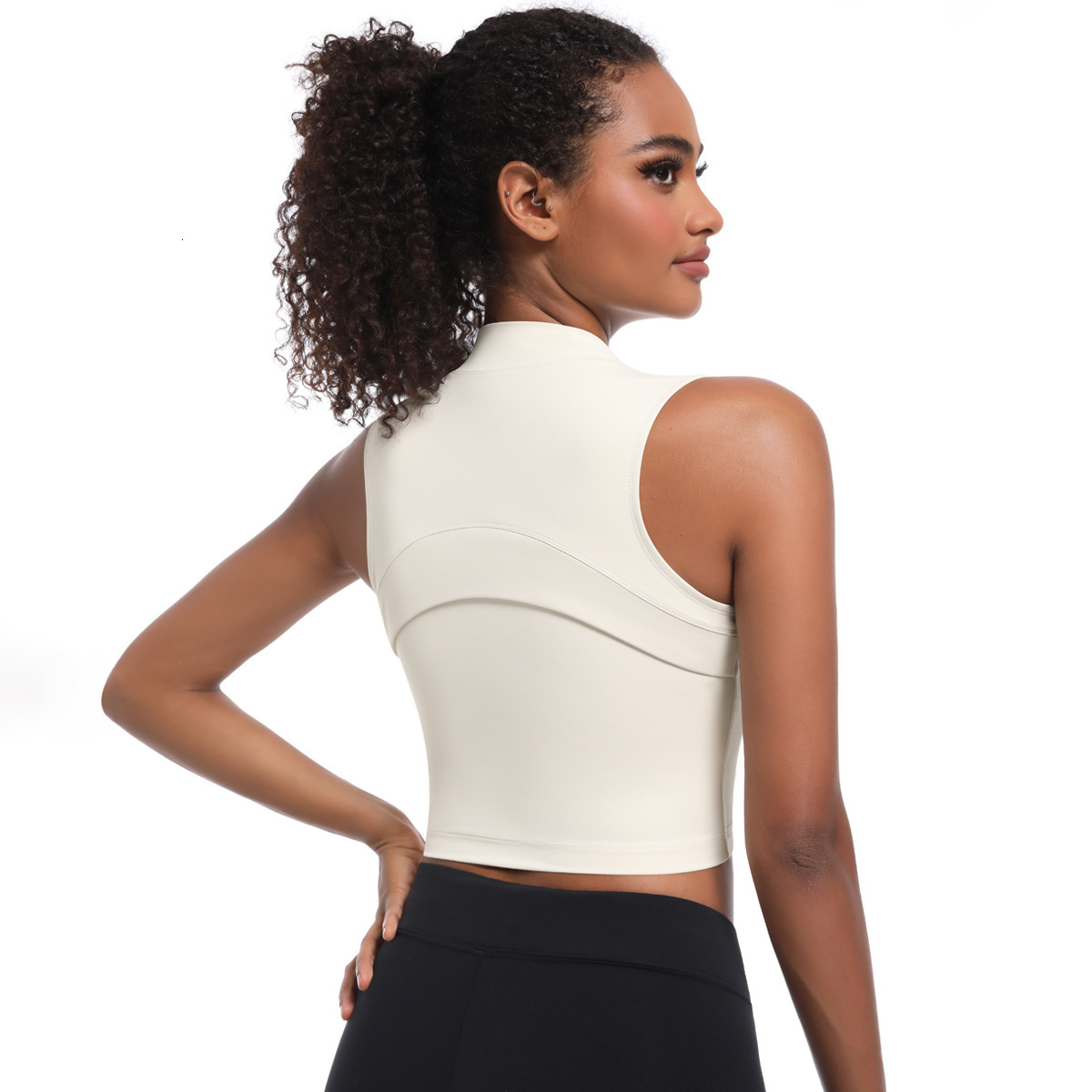 New tracksuit double-layer sleeveless zipper cardigan jacket versatile casual commuting slimming sports yoga suit vest for women leggings
