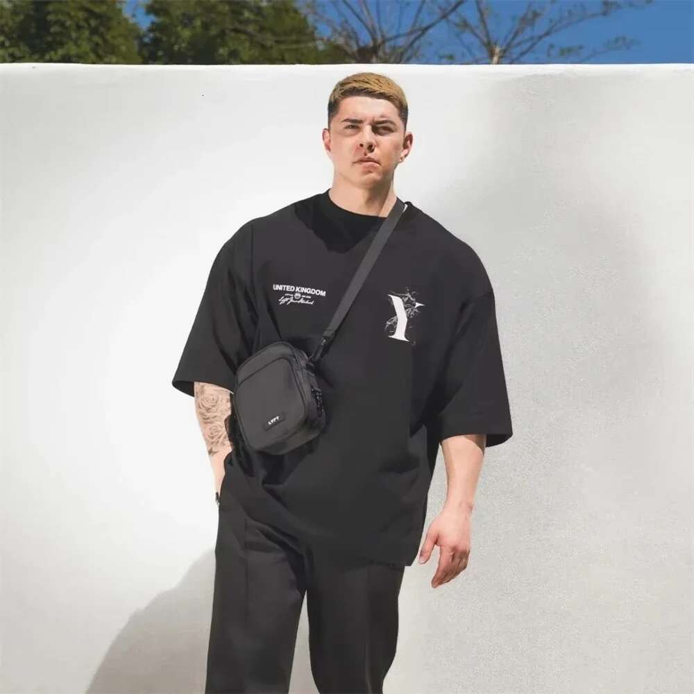 Lyft 2025Zomer Sport T-Shirts Mannen Outdoor Fiess Training Mode Trend Katoen Elastische Hardloop Gym T-Shirt Metkorte