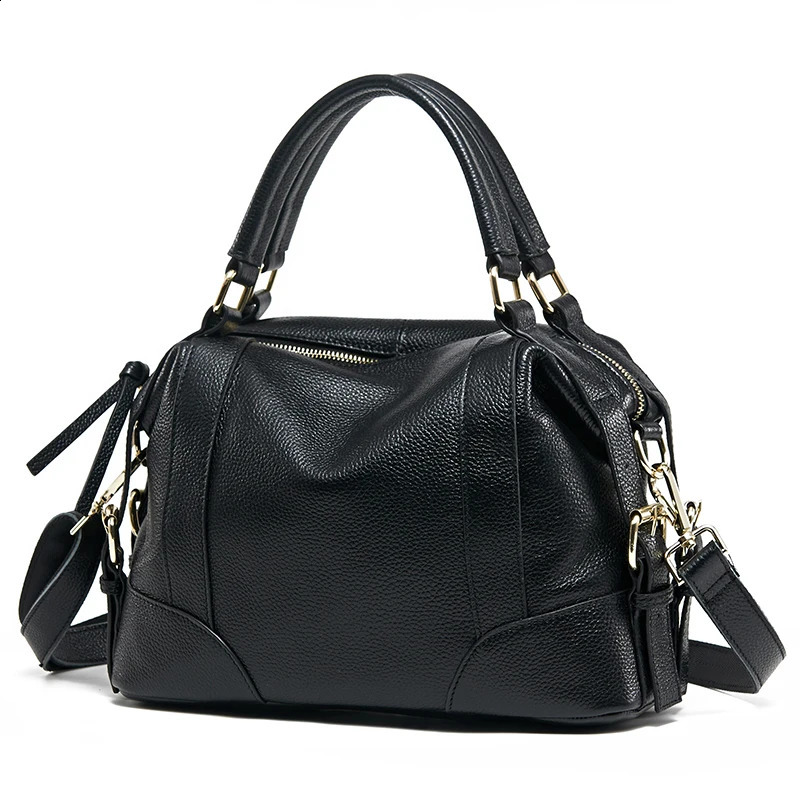 Leather womens bag handcarried with the first layer of cowhide Boston stylish versatile shoulder crossbody 250317