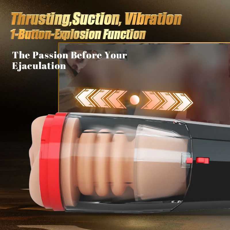 HESEKS Lifelike Automatic Sucking Male Masturbation Cup Inner Telescopic Vibrator Male Masturb Vaginas For Men Sex ToyXJ250319