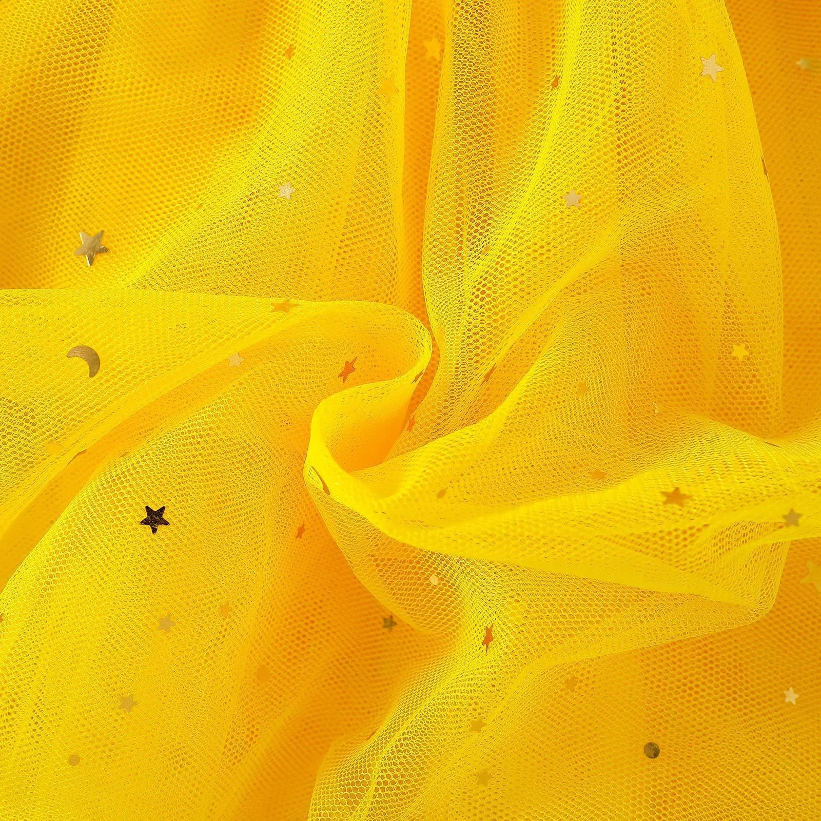 2025 Girls Tulle Star Short Kids Tutu Skirt Children Fancy Ballet Dancewear Party Costume Ball Gown Mini Skirt Yellow 2-8Y 250319