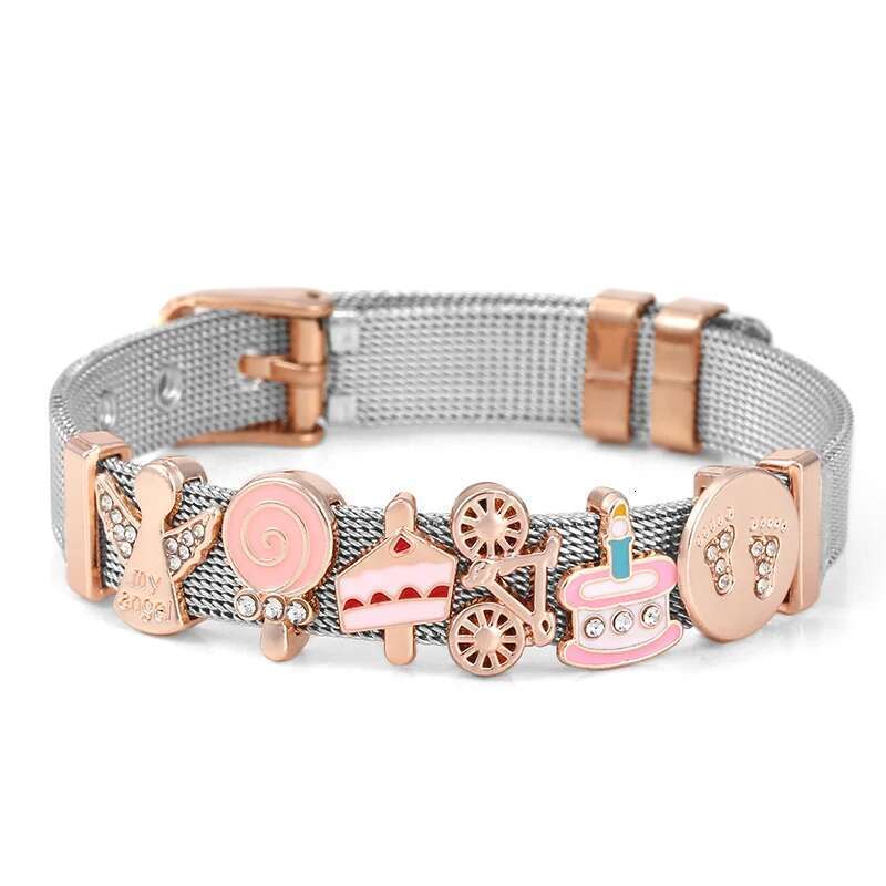 10mm Fairy Cake Beads Charm Bracelets DIY Mesh Keeper Bracelets Pulseras Mujer For Women Men Fashion Jewelry Gift Dropshipping