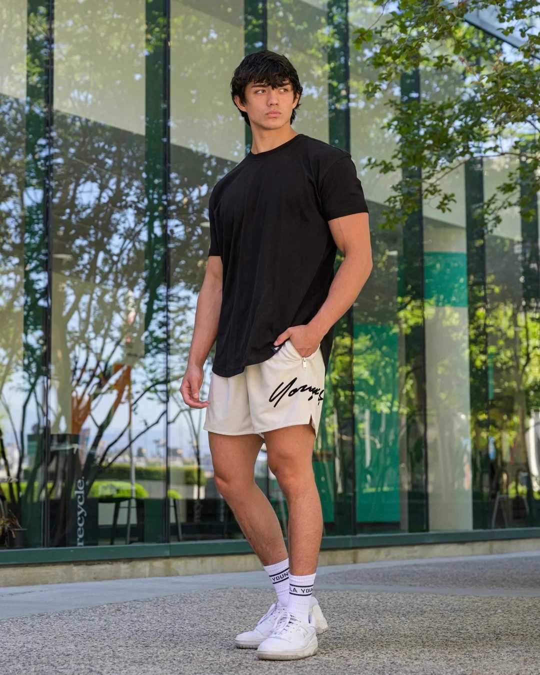 Mesh summer mens ice silk thin loose basketball zipper pocket for quick drying and breathable quarter pants W250319