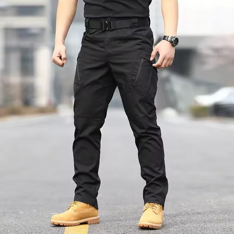 2025 Urban Tactical Pants Mens Cargo Trouser Outdoor Work Multi Pocket Waterproof Leisure Training Hiking Bag 250319