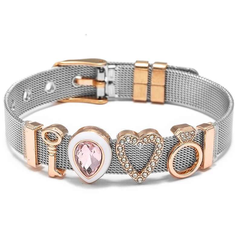 Stainless Steel Crystal Beads Bracelets Original Heart Crown Key Keeper Bracelets Bangles For Women Men Fashion Jewelry Gift