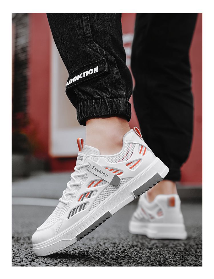 Trend matching small white shoes 2025 summer new breathable net shoes men's student sports casual board shoes fashion shoes