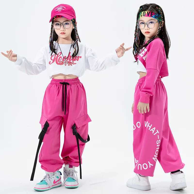 Fashionable girl jazz dance costume hip-hop unique girl jazz dance set with letter printed NAVEL clothing street clothingT250318