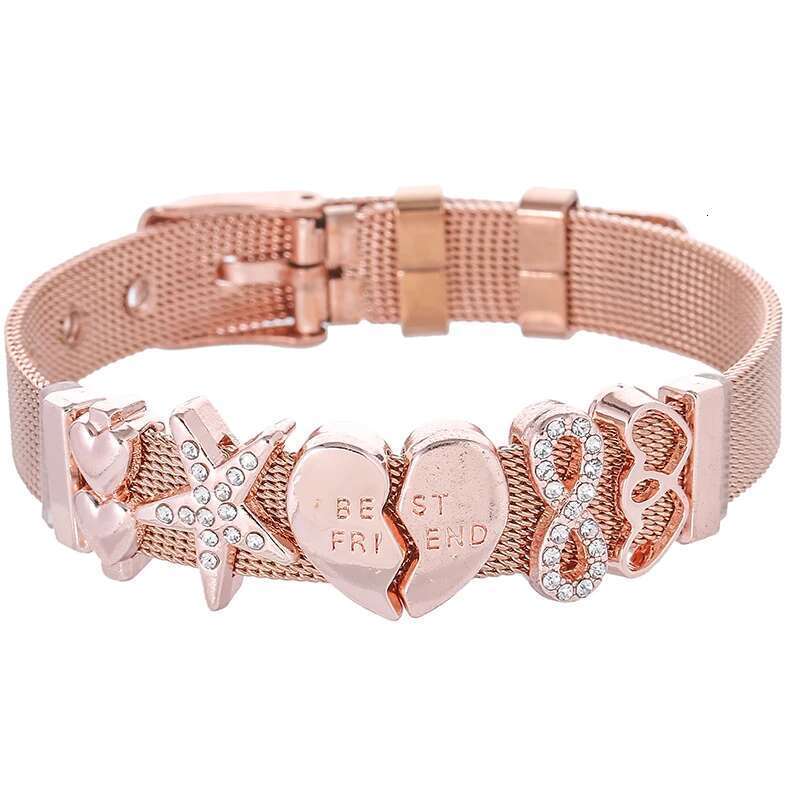 High Quality Stainless Steel Mesh Bracelets With BEST FRIEND Crystal Charm Fine Bracelets Bangles As Friend Women Gift
