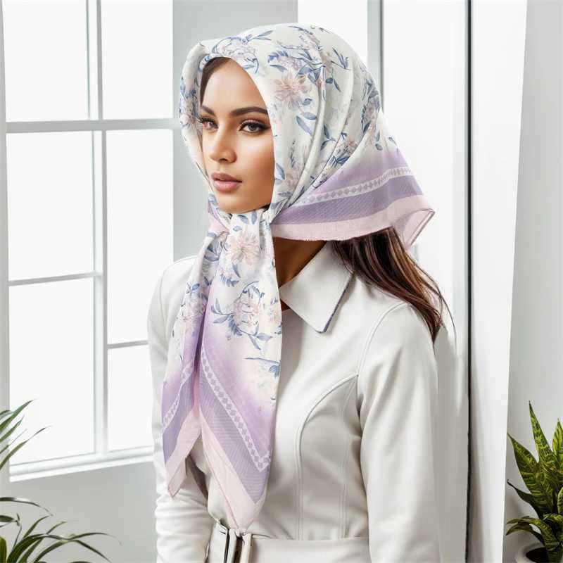Silk scarf text 90 * 90cm square fashionable scarf printing design hair muffler with neck womens headscarf packaging tape X250319