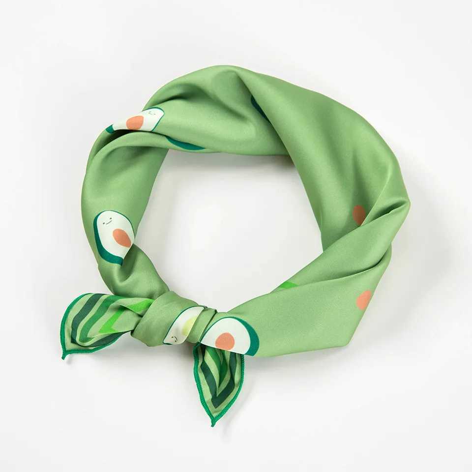 Bright Color Spring Summer Small Square Silk Scarf For Wen Fem Neck Scarfs Printed Lemon Hair Scarf Girls Kerchief 50X50CM X250319