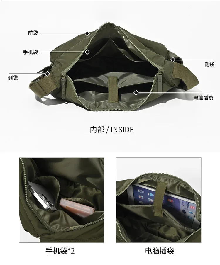 Casual Multi-pocket Messenger Bags for Women Fashion Nylon Shoulder Bag Ladies Large Handbags Female Travel Shopping Tote Purse 250318