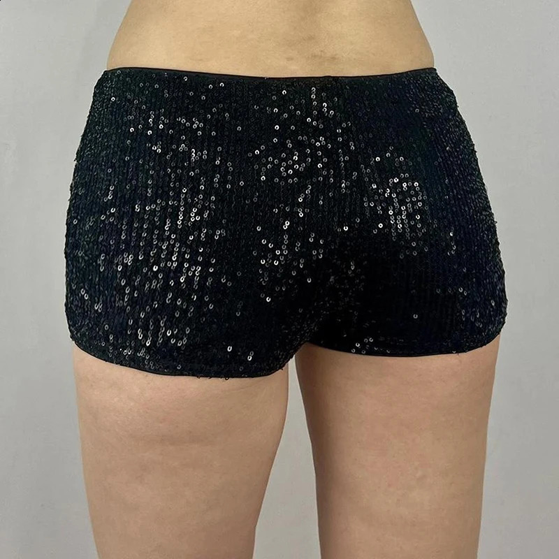 IAMTY Sequin Shorts Sexy Clubwear Holiday Festival Low Waist Skinny Pants Women High Street Booty Shorts Chic Bottoms 250319