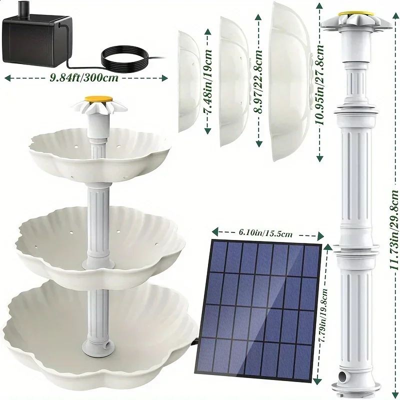 Solar Bird Bath Water Fountain Detachable DIY Landscaping For Bathing Garden Decoration Outdoor Feeder 250318