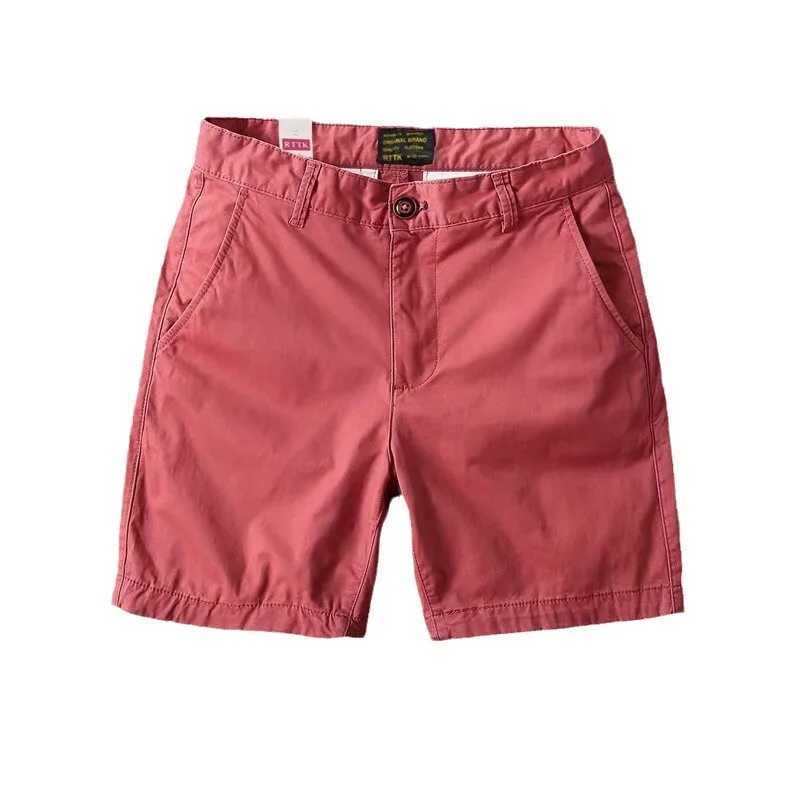 Summer Textured Washed Mens Casual Shorts Trendy Mens Soil Pure Cotton Solid Color Versatile Slim Fitting Workwear Capris W250319