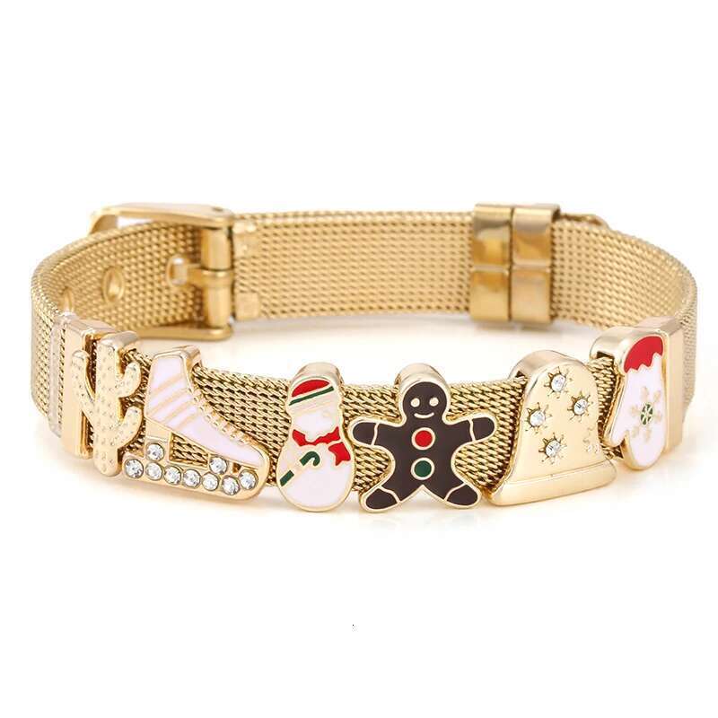 10mm Snowman Glove Beads Charm Bracelets DIY Mesh Keeper Bracelets Bangles Pulseras Mujer For Women Men Christmas Jewelry Gift