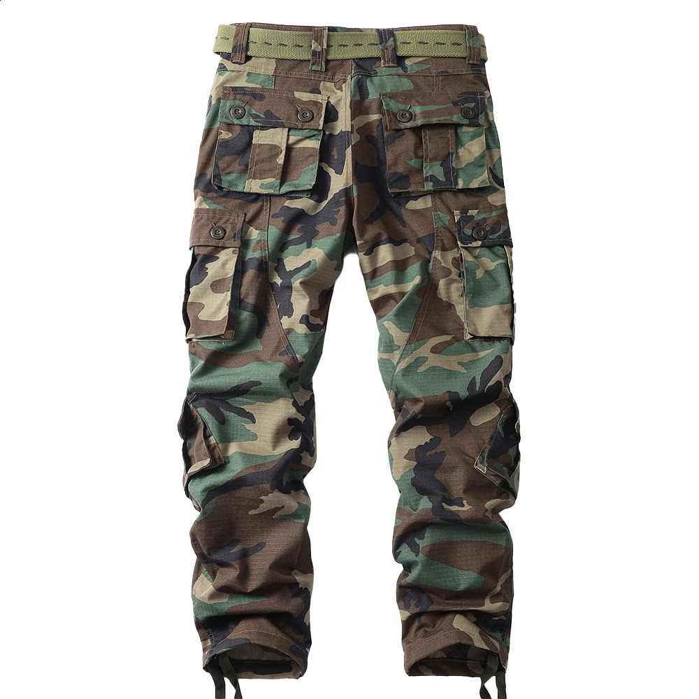 AKARMY Mens Ripstop Wild Cargo Pants Relaxed Fit Hiking Army Camo Combat Casual Work with 8 PocketsNo Belt 250319