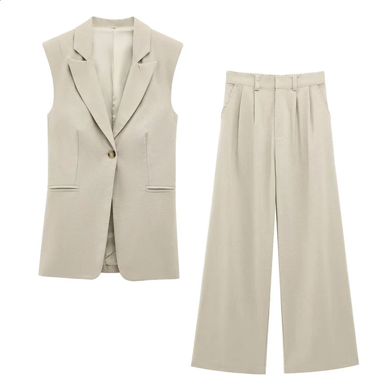 RAFZNB Womens 2piece Fashion Office Tank Top Folded Straight Leg Pants Set Two Piece 250319