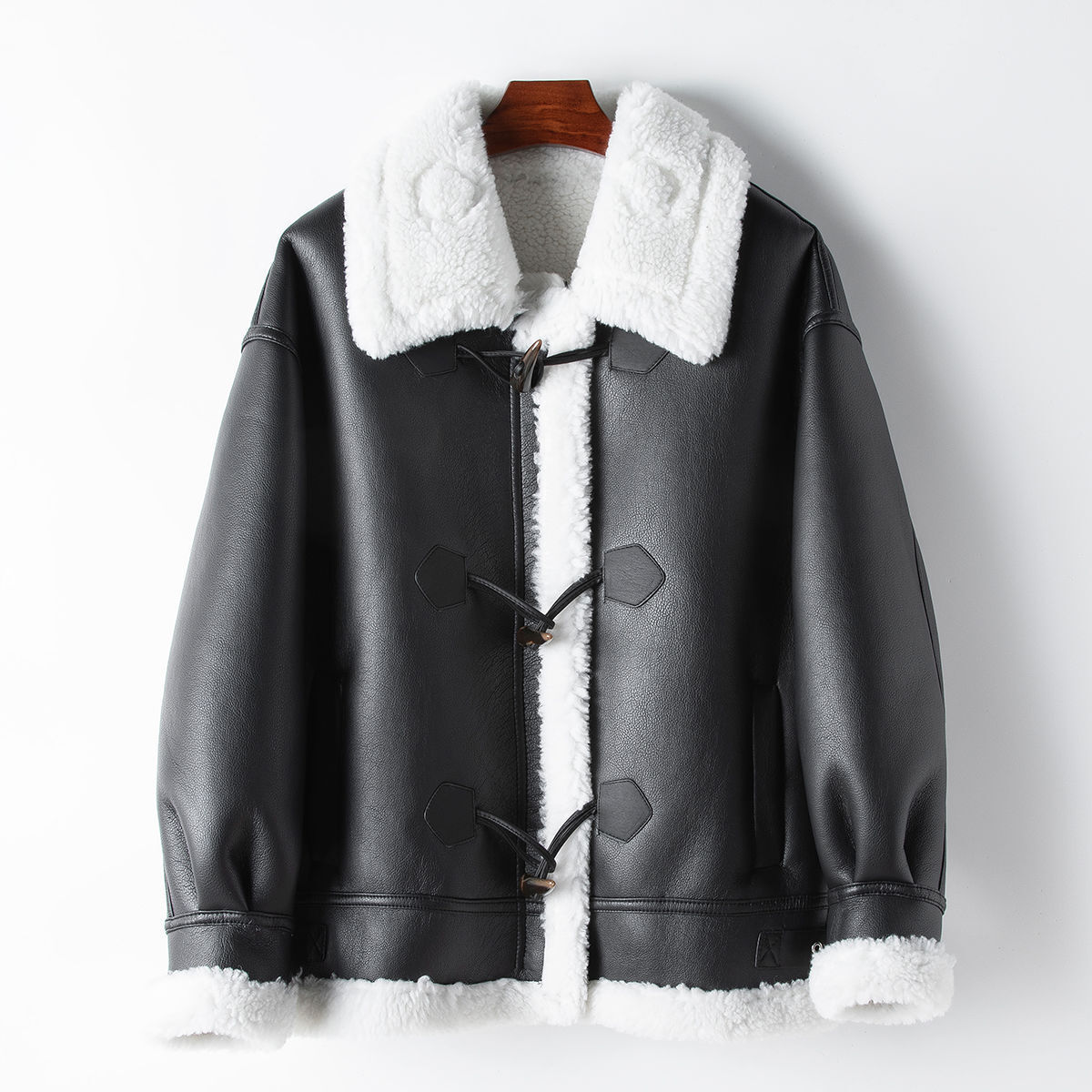 2025 Spring New Women's Ecological Leather Casual Fur Full Wool Inner Warm Coat