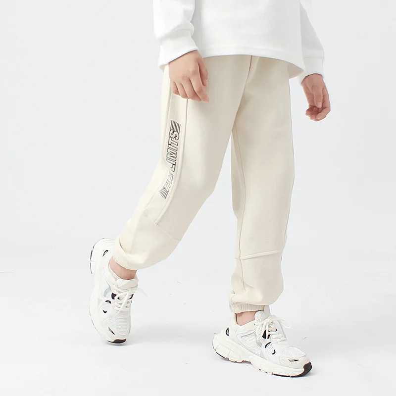 Youth boys clothing autumn childrens loose sports pants gray beige elastic waist Trouser cotton childrens long sports pants 4 8 12 yearsT250318