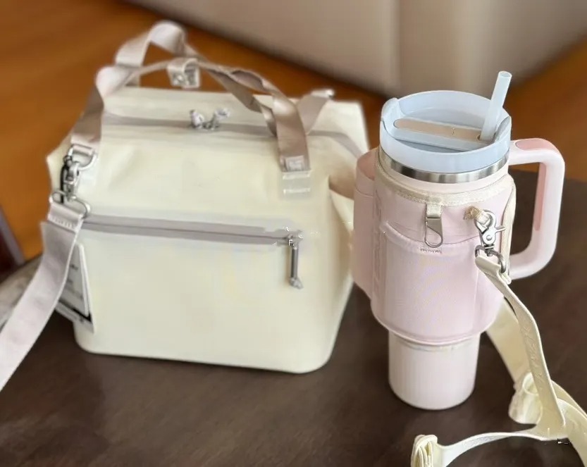 All Day Mini Soft Cooler Lunch Bag Box Recycled Polyester Cooler Carry-All for 40oz Cup Crossbody Bag with Phone Pocket for Cups Accessories
