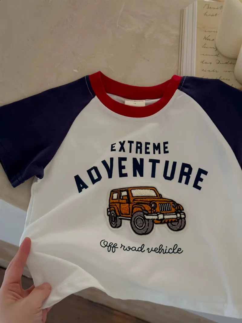 Pure Cotton Cartoon Boys T-shirts 2025 Summer Clothing Loose Fashion Boutique Childrens Wear Top Short Sleeve Tees Kids Clothes 250319