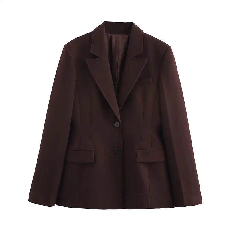 Willshela Womens Fashion 2piece Brown Single Chest Jacket and Retro Front Zipper Trouser Femle Pants Set 250319