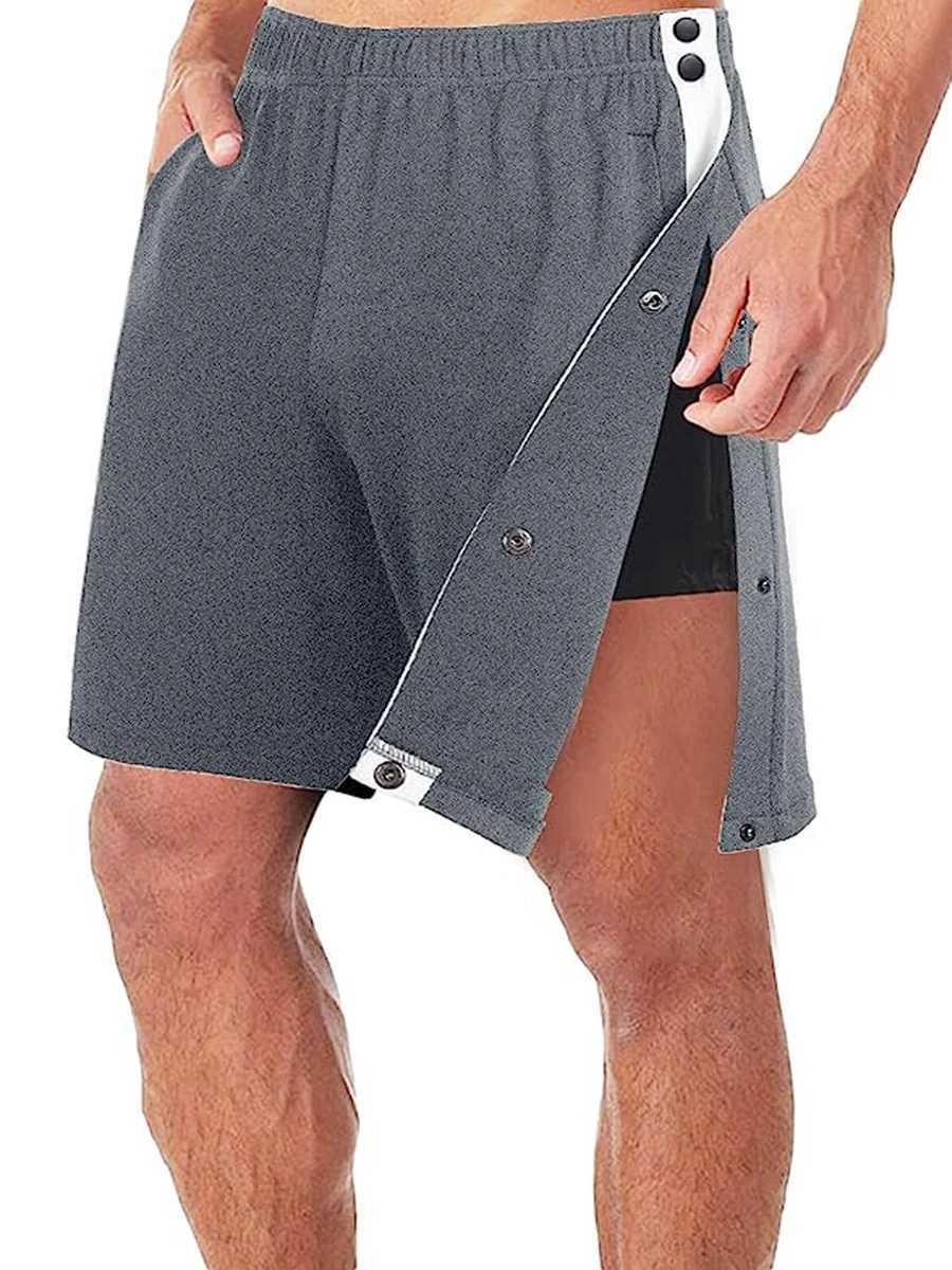 Mens casual 2023 summer shorts patch work elastic waist loose shorts side button side pocket short S-3XL W250319