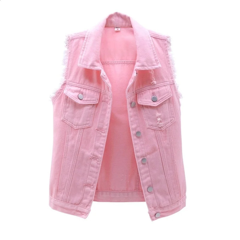 2025 SpringSummer Sleeveless Denim Jacket Tank Top for Womens Korean Fashion Single Chest Jeans Sweet Short Coat 250319