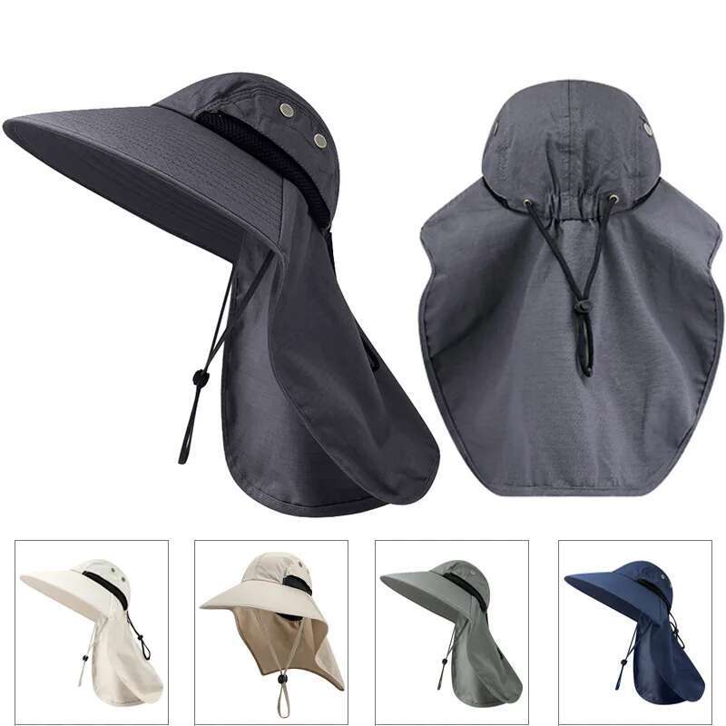 Fishing Wide Brim Bucket With Neck Cover Quick Dry Outdoor Sports Jungle Hiking Hat Men Fishermen Sun Protected Cap
