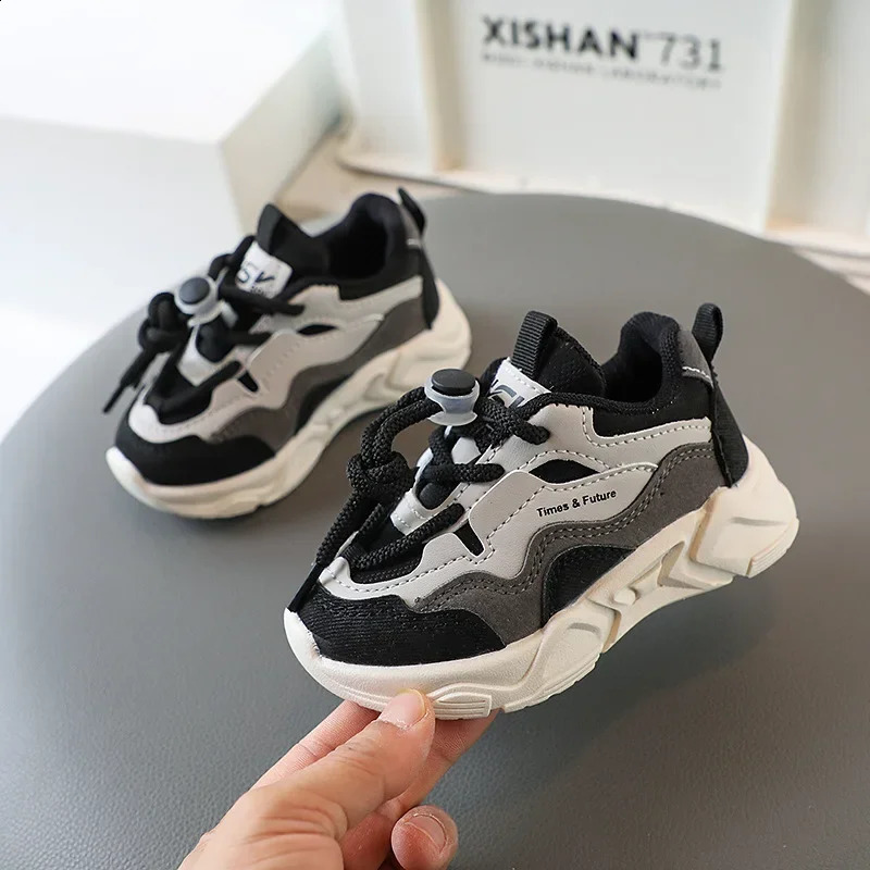 Children Sport Shoes Boys Girls Anti-skid Thick Sole Running Hiking Sneakers Soft Bottom Kids Breathable Front Lace-up Shoes 250319