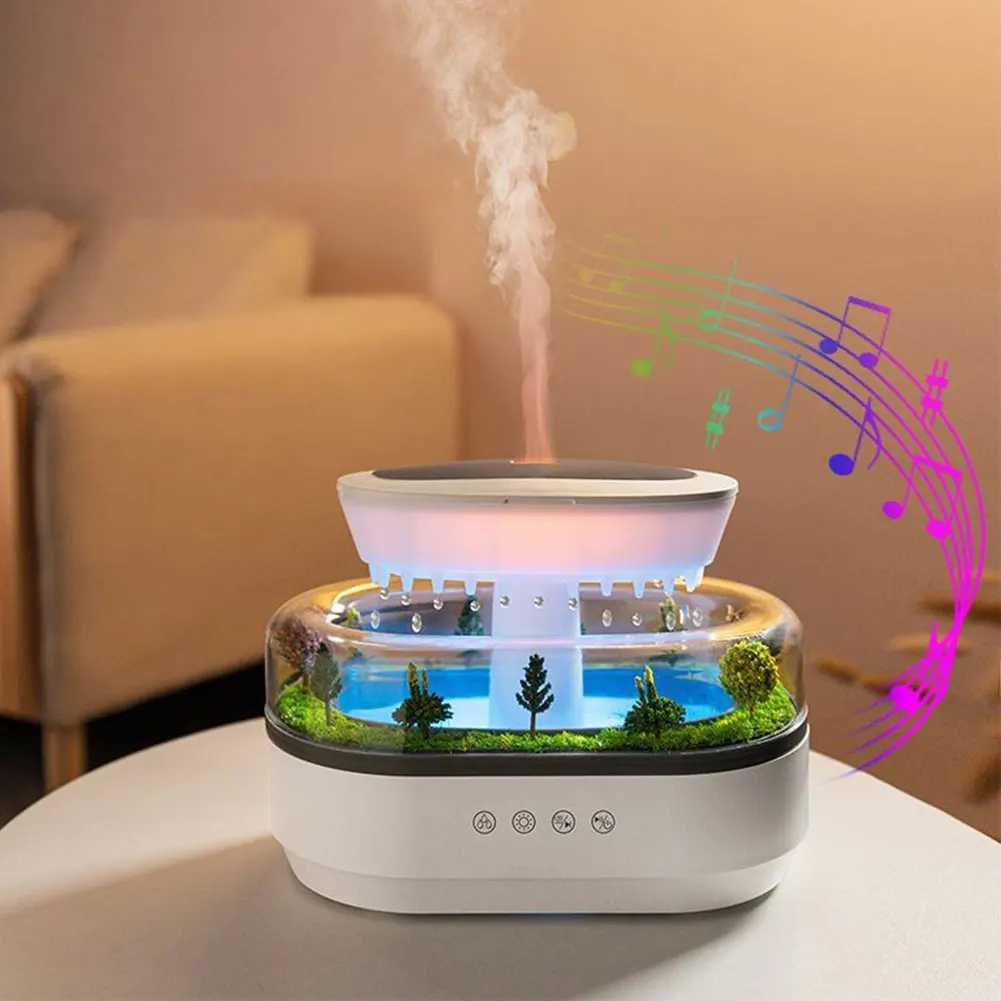 Rain Cloud Air Humidifier Water Drip Micro Landscape Essential Oil Diffuser with 7 Night Light Cool Mist Humidifier for BedroomC250318