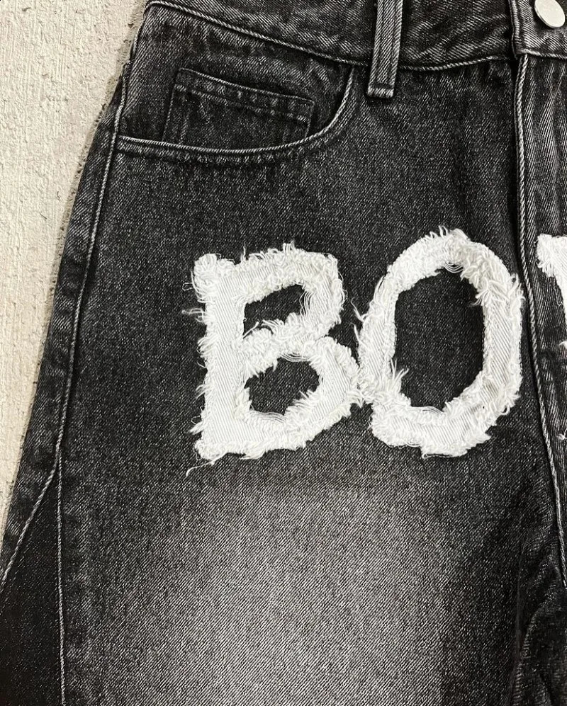 American Fashion Letters Flocking Oversized Printed Baggy Denim Shorts Men Y2K Harajuku Vintage Hip Hop Pop Wide-leg Shorts 250319