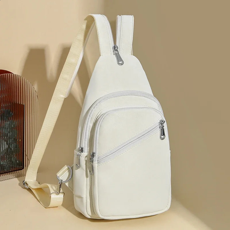 PU Solid Color Product Womens Waist Packs Zipper Casual Crossbody Bag Soft Versatile Commuting Chest Bag 250317