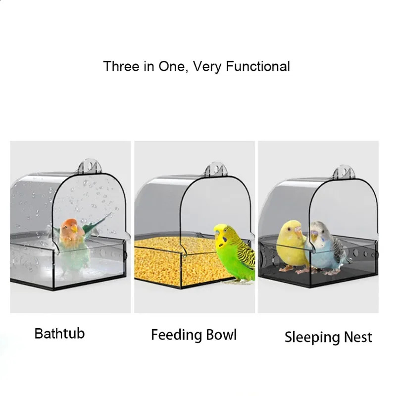 Large pet birdcage shower basin parrot bathtub supplies external food bowl sleeping nest bird accessories 250318