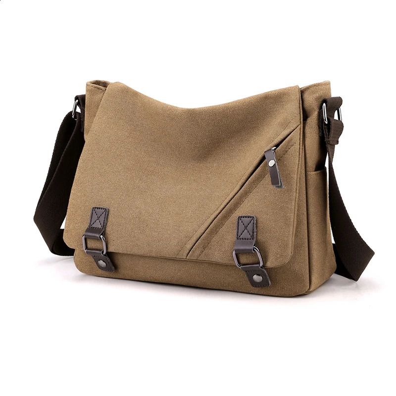 KVKY Cotton Canvas Cross Bag Mens Solid Single Shoulder Mens Messenger Bag Small Square Black Travel Handbag 250318