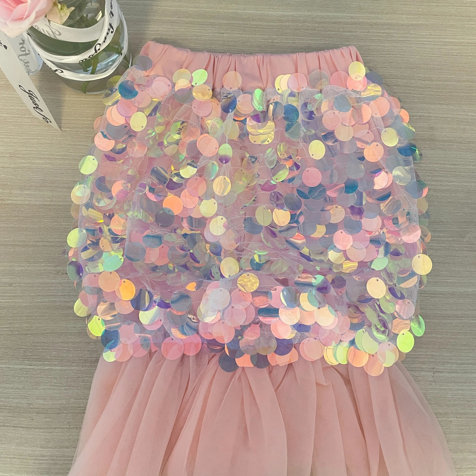 Skirts Girls Dress Baby Mermaid Princess Skirt Summer Childrens Mesh Sequin Fishtail Skirt Childrens Clothing 250319