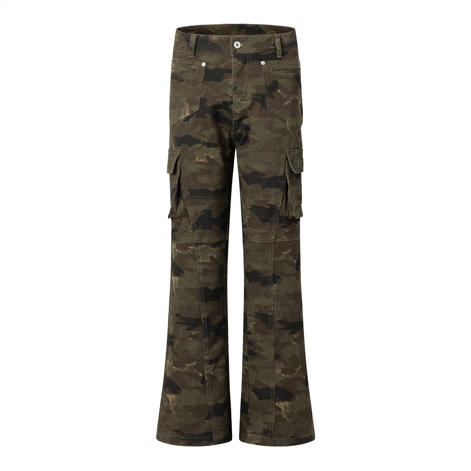 Wxw2214 Retro Camouflage Jeans Womens Side Pocket Loose Hip Hop Long Cargo Denim Street Clothing Boyfriend High Waist 250317