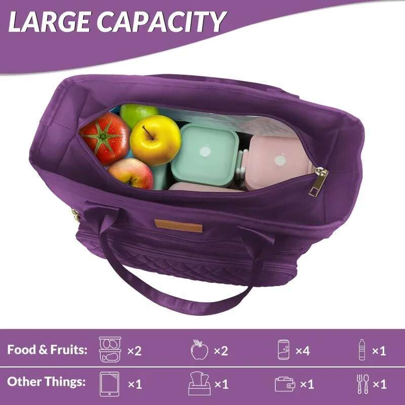 Large Women Lunch Tote Bags Work Insulated/Adult Box /Nylon Thermal Cooler Bag Leakproof Tot
