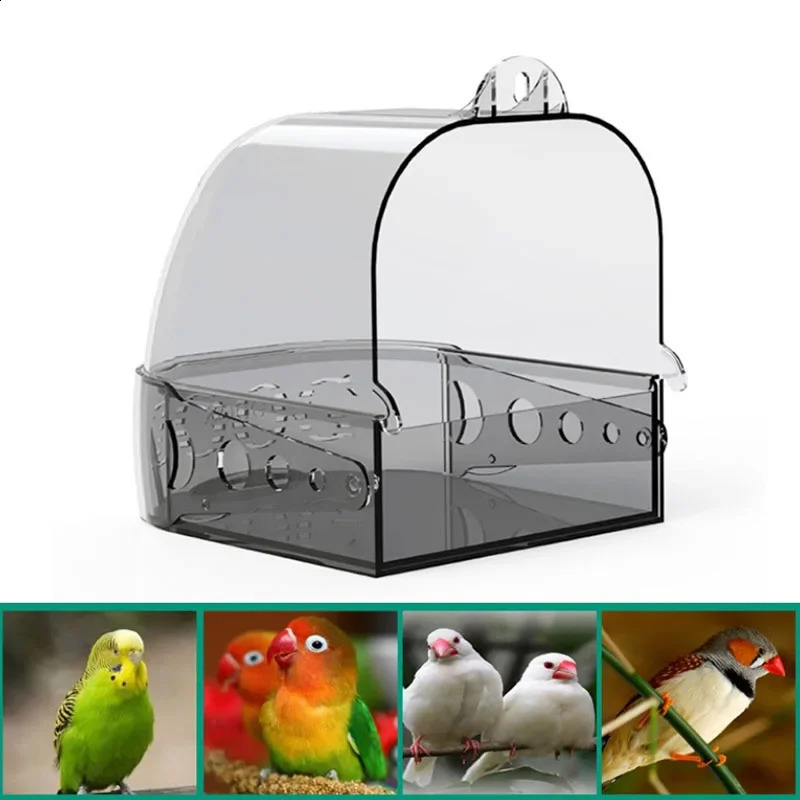 Large pet birdcage shower basin parrot bathtub supplies external food bowl sleeping nest bird accessories 250318