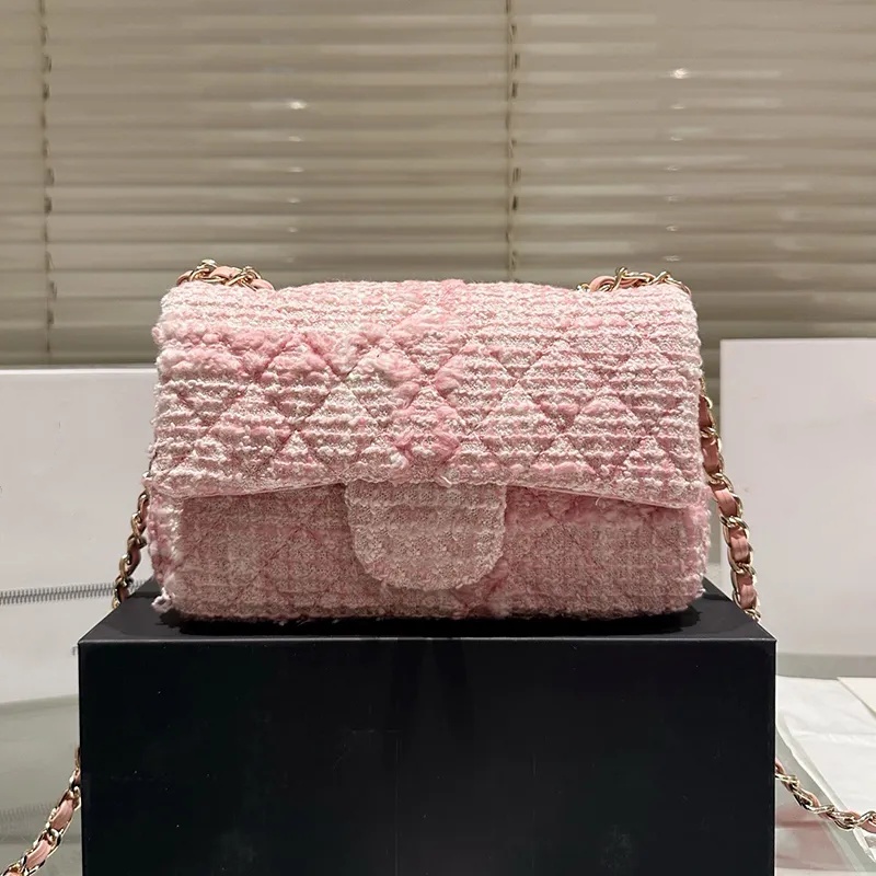 Designer Bag Flap Bag Sqaure Gold Metal Hardware Tweed Bag Chain Crossbody Mini Shoulder Bag Ladies Classic Quilted Bags Luxury Turn Lock Fashion Handbag