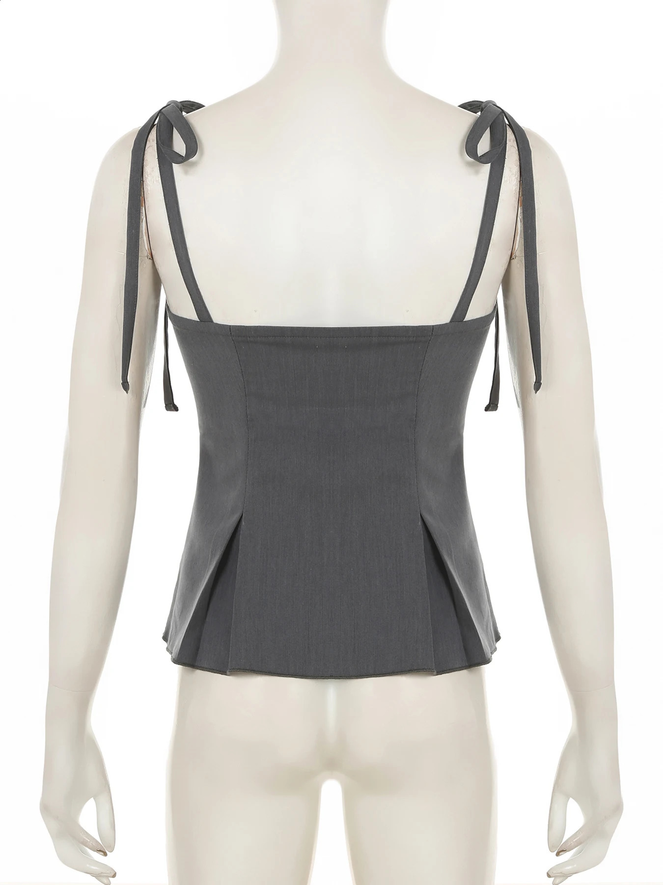 IAMSURE Sweet Lace Trim Bandage Camis Top Holiday Slim Slant Neck Sleeveless Tank Womens 2025 Summer Fashion Street Clothing 250319