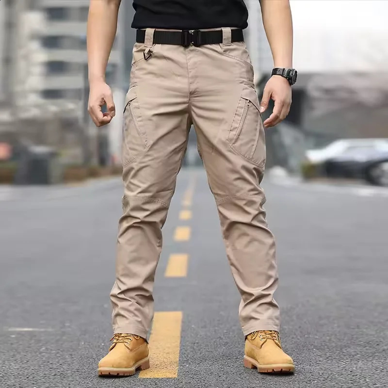 2025 Urban Tactical Pants Mens Cargo Trouser Outdoor Work Multi Pocket Waterproof Leisure Training Hiking Bag 250319
