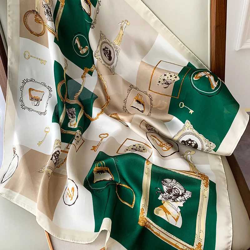 Luxury Design Printing Silk 70cm Square Scarf Wen Soft Satin Hairband Neckerchief Hijab band Foard Bag Ribbons Bandana X250319