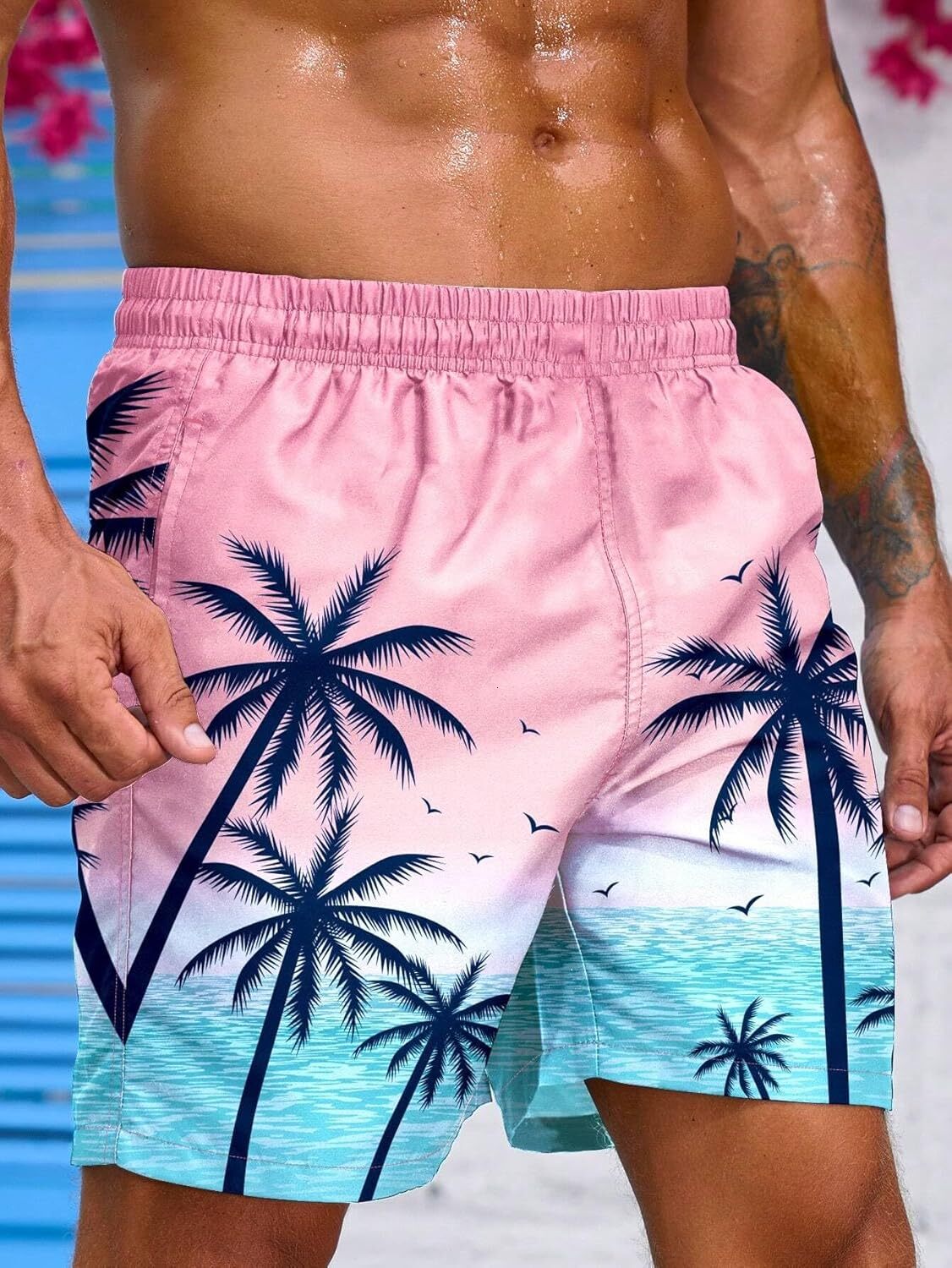 Mens Swim Trunks Stretch Men's Bathing Suit Swimming Trunks for Men Beach Shorts Print Swim Shorts Fashionable beach pants
