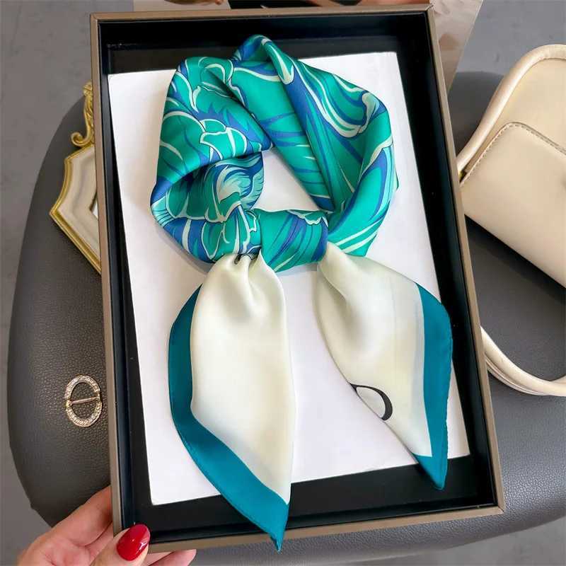 70 * 70cm silk square scarf soft print hair collar hair clip headscarf ribbon tie pocket fashionable decoration X250319